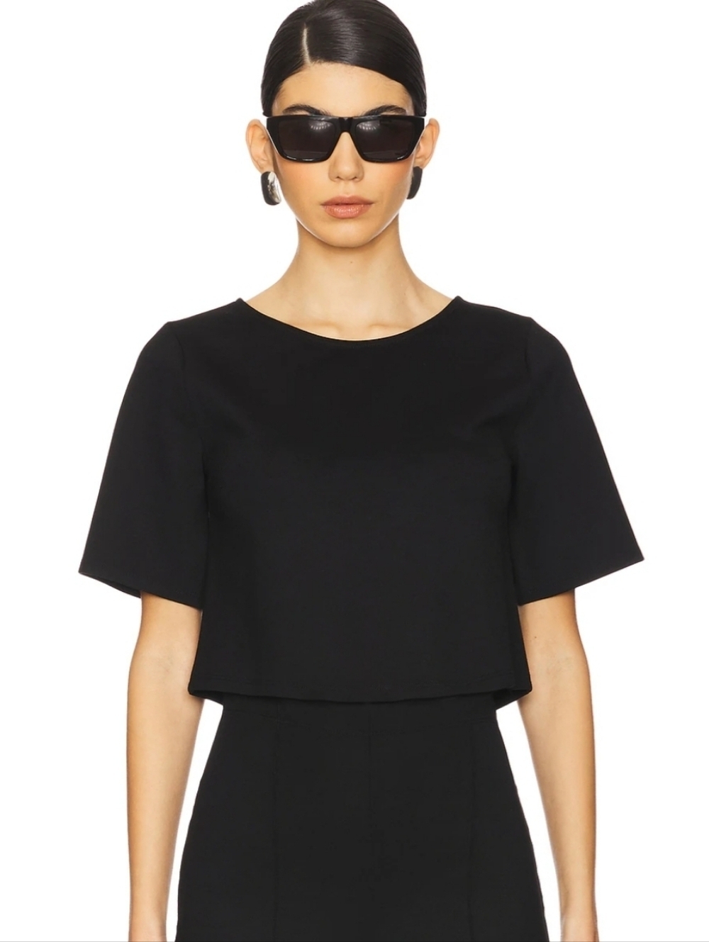 RIPLEY RADER Black Ponte Knit Short Sleeve Top 1/XS